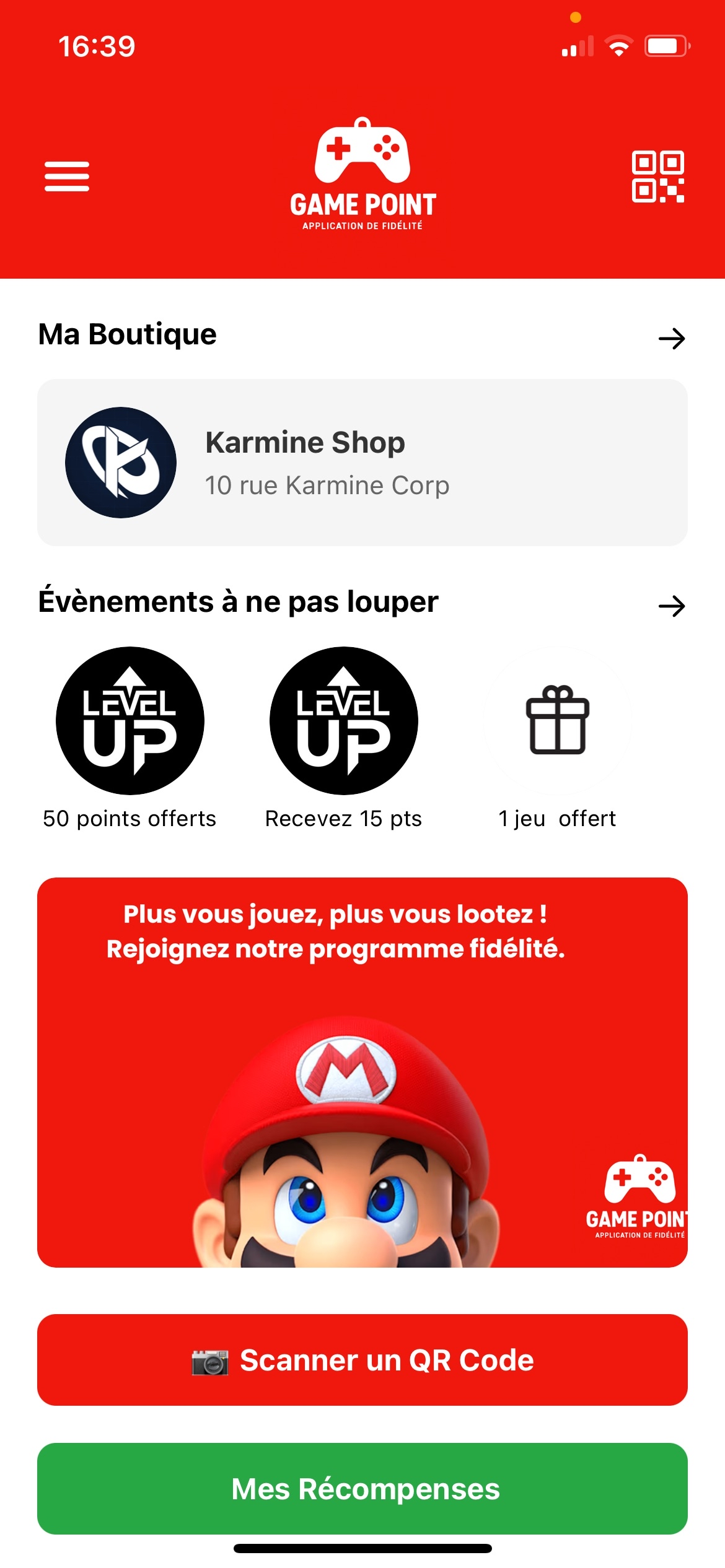 Game Point — application de fidélité